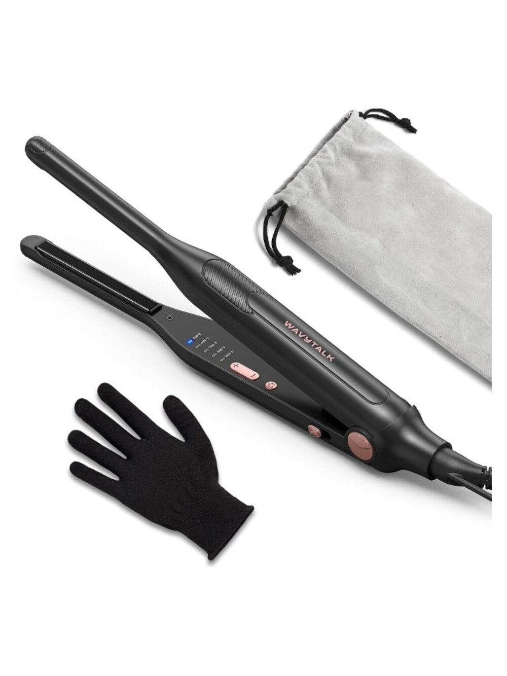 Pencil Flat Iron 0.3 inch for Short Hair Pixie Cut, Ceramic Mini Straightener